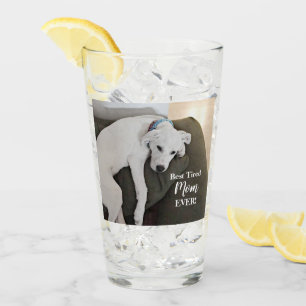 Best Tired Mum Cute Lazy White Puppy Dog Glass