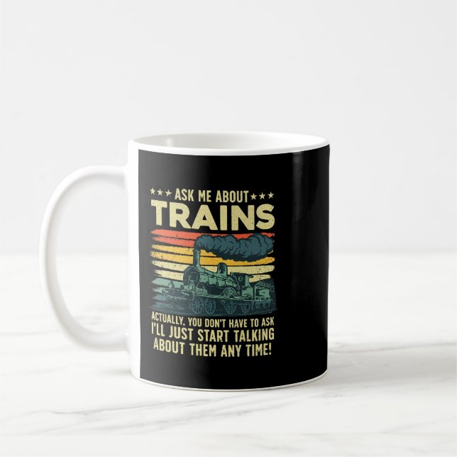 Best Train Art For Men Women Steam Locomotive Trai Coffee Mug (Left)