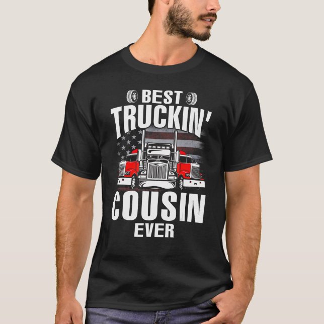 Best Truckin' COUSIN Ever USA Flag Father's Day T-Shirt (Front)