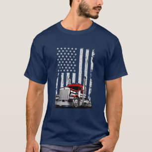 Best Truckin' Dad Ever Truck Driver American Flag T-Shirt