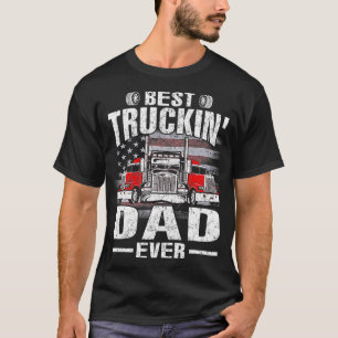 Best Truckin Dad Ever USA Flag T-Shirt