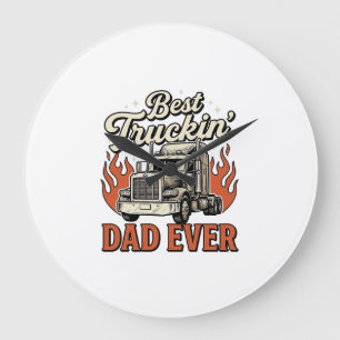 Best Truckin Dad Ever Vintage Truck Father Shirt_1 Large Clock