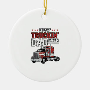 Best Truckin Dad Ever Vintage Truck Shirt Design_1 Ceramic Ornament
