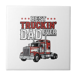 Best Truckin Dad Ever Vintage Truck Shirt Design_1 Ceramic Tile