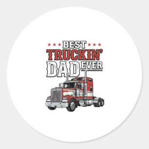 Best Truckin Dad Ever Vintage Truck Shirt Design_1 Classic Round Sticker