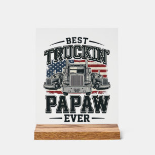 Best Truckin' Papaw Ever Vintage Trucker Vector_1 Acrylic Sign