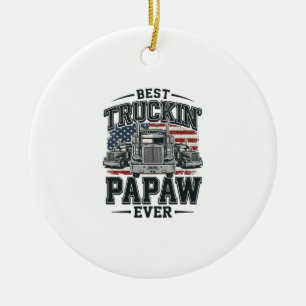 Best Truckin' Papaw Ever Vintage Trucker Vector_1 Ceramic Ornament