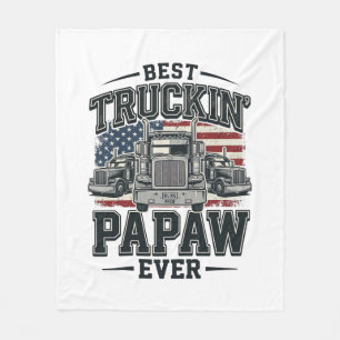 Best Truckin' Papaw Ever Vintage Trucker Vector_1 Fleece Blanket