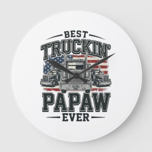 Best Truckin' Papaw Ever Vintage Trucker Vector_1 Large Clock