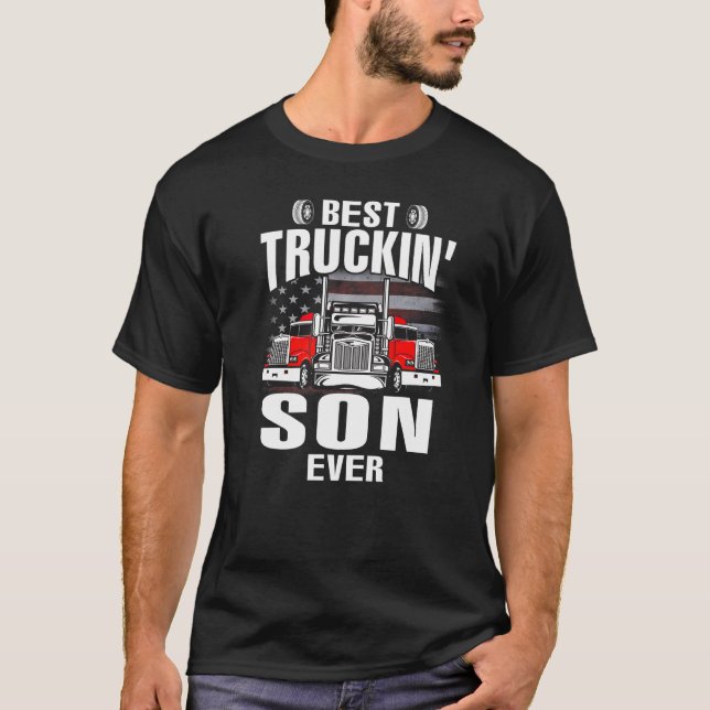 Best Truckin' SON Ever USA Flag Father's Day T-Shirt (Front)