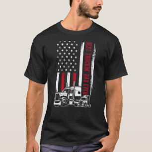 Best Trucking Dad Ever Usa Flag Father's Day 1 T-Shirt
