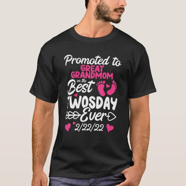 Best Twosday Promoted To Great Grandmom Grandma Ne T-Shirt (Front)