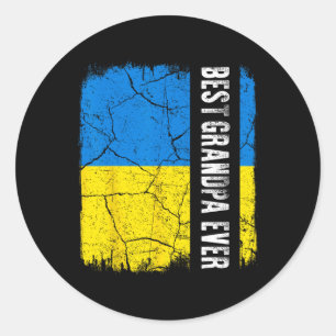 Best Ukrainian Grandpa Ever Ukraine Flag Father's Classic Round Sticker