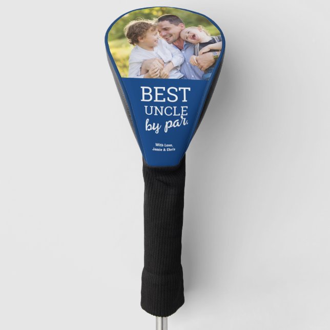 Best Uncle by Par Custom Photo Father's day Blue Golf Head Cover (Front)