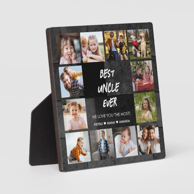 Best Uncle Ever 12 Photo Collage  Plaque (Front)
