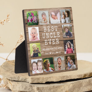 Best Uncle Ever 12 Photo Collage Rustic Wood Plaque