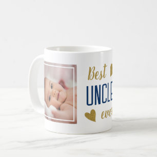 Best Uncle Ever 2 Photo Blue And Gold Keepsake Coffee Mug