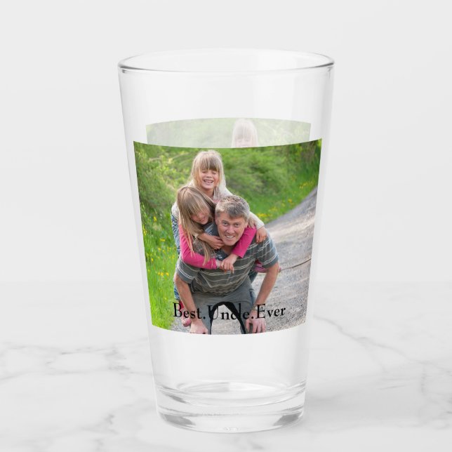 Best Uncle Ever 2 Photo Personalised Glass (Front)