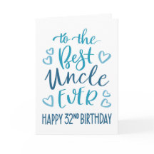 Best Uncle Ever 32nd Birthday Typography in Blue