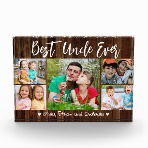 Best Uncle Ever 5 Photo Collage Rustic Pallet Wood Block