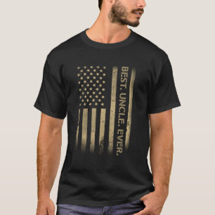 Best Uncle Ever American USA Grunge Flag Father's  T-Shirt