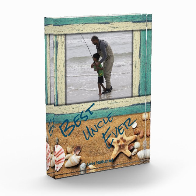 Best Uncle Ever Beach Personalised Custom Photo Block (Left)