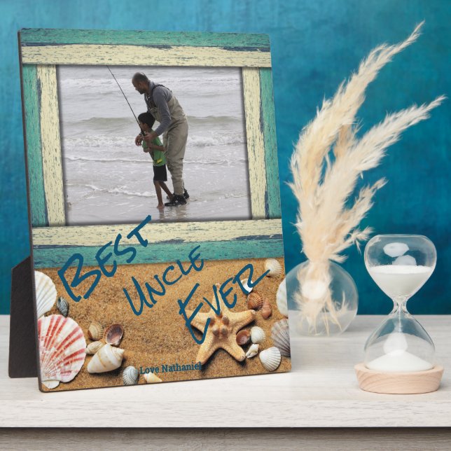 Best Uncle Ever Beach Sea Personalised Photo Gift  Plaque (Side)