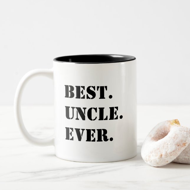 Best. Uncle. Ever. Black Stencil Two-Tone Coffee Mug (With Donut)