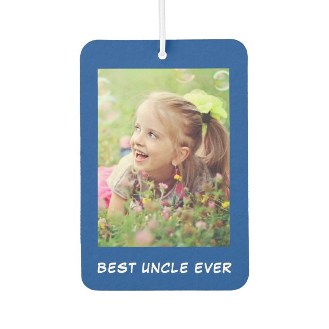 Best Uncle Ever Blue Personalised Photos Car Air Freshener (Front)