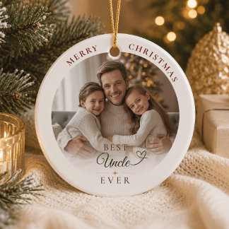 Best Uncle Ever Custom Photo Christmas Ornament