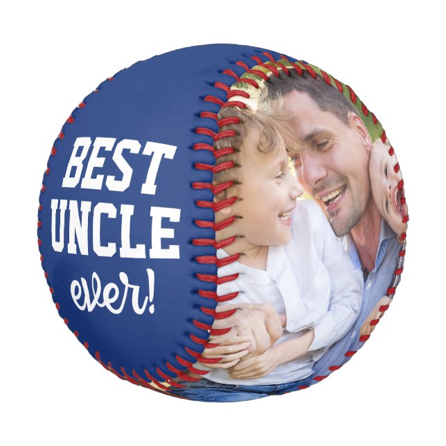 Best Uncle Ever Custom Photo Personalised Baseball (Angled)