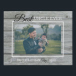 Best Uncle Ever Custom Photo Rustic Grey Wood   Faux Canvas Print<br><div class="desc">A simple and memorable gift for the new uncle personalised with his favourite photo with niece or nephew.</div>