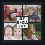 Best Uncle Ever Father`s Day 4 Photo Black Faux Ca Faux Canvas Print<br><div class="desc">A simple and memorable gift for the new uncle personalised with his favourite photos of his niece or nephew. Makes a great gift for father's day, holiday, birthday.</div>