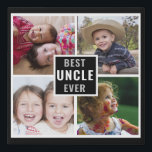 Best Uncle Ever Father`s Day 4 Photo Black Faux Canvas Print<br><div class="desc">A simple and memorable gift for the new uncle personalised with his favourite photos of his niece or nephew. Makes a great gift for father's day, holiday, birthday.</div>
