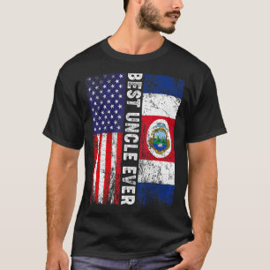 Best Uncle Ever  Father's Day Costa Rica Us Flag T-Shirt