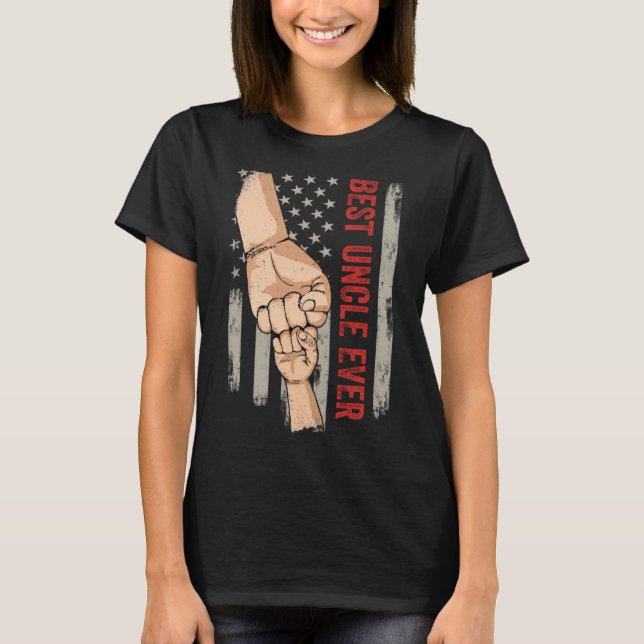 Best Uncle Ever Fist Bump American Flag Funny Uncl T-Shirt (Front)