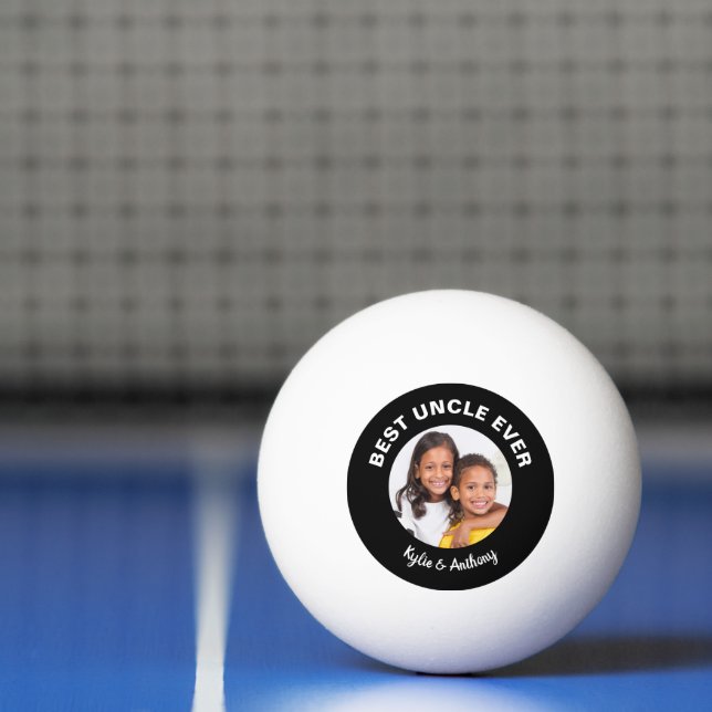 Best Uncle Ever Fun Custom Photo Black White Ping Pong Ball (Net)