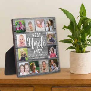 Best Uncle Ever Grey Wood 12 Photo Collage Plaque