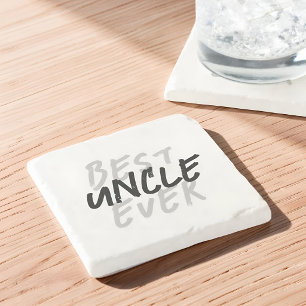 Best Uncle Ever Modern Black and Grey Grunge Stone Coaster