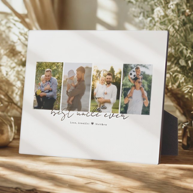 Best Uncle Ever Modern Script 4 Photos Collage Plaque (Creator Uploaded)