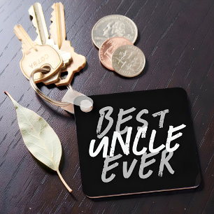 Best Uncle Ever Modern White and Grey Grunge Key Ring