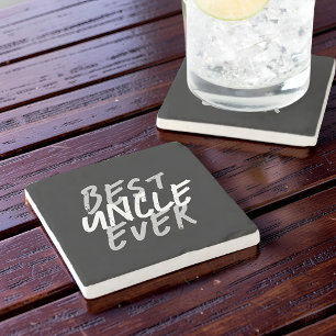 Best Uncle Ever Modern White and Grey Grunge Stone Coaster
