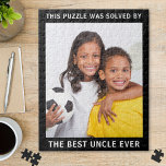 Best Uncle Ever Photo Jigsaw Puzzle<br><div class="desc">Give the best uncle ever a fun gift with this family photo jigsaw puzzle. You can easily add your photo of his nieces and nephews and personalise the text "This puzzle was solved by the best uncle ever" to a line of similar length using the name he is called (e.g.,...</div>