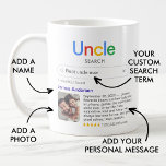 Best Uncle Ever Search Results Photo & Message Coffee Mug<br><div class="desc">Tell your uncle he's the best with this modern mug, featuring a 'Search' logo with a single search result for "Best uncle ever', consisting of your uncle's name, a photo, your personal message and a 5-star rating. If you need any help customising this, please message me using the button below...</div>