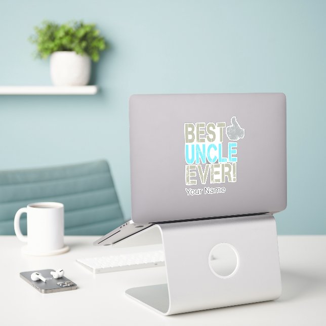 Best Uncle Ever Vintage Design With Thumb Up (Laptop On Desk)