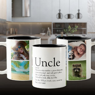 Best Uncle Funcle Definition 4 Photo Collage Two-Tone Coffee Mug