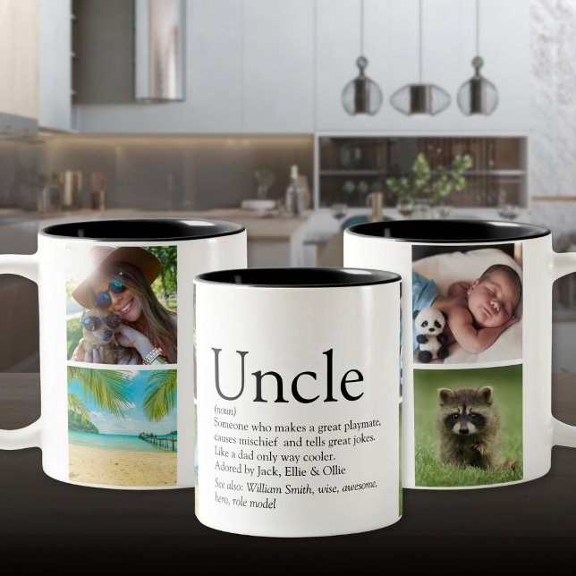 Best Uncle Funcle Definition 4 Photo Collage Two-Tone Coffee Mug (Best Uncle Funcle Definition 4 Photo Collage Two-Tone Coffee Mug)