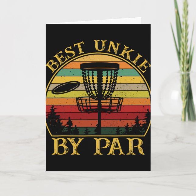 Best Unkie By Par Funny Disc Golfing Uncle  Card (Front)