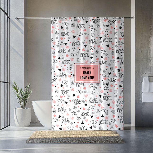 Best Valentine’s Gift Heart Sketch Love Shower  Shower Curtain (Best Valentine’s Gift Heart Sketch Love Shower Curtain)