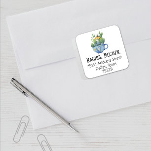 Best Value, Cute Heart Teacup Return Address Square Sticker